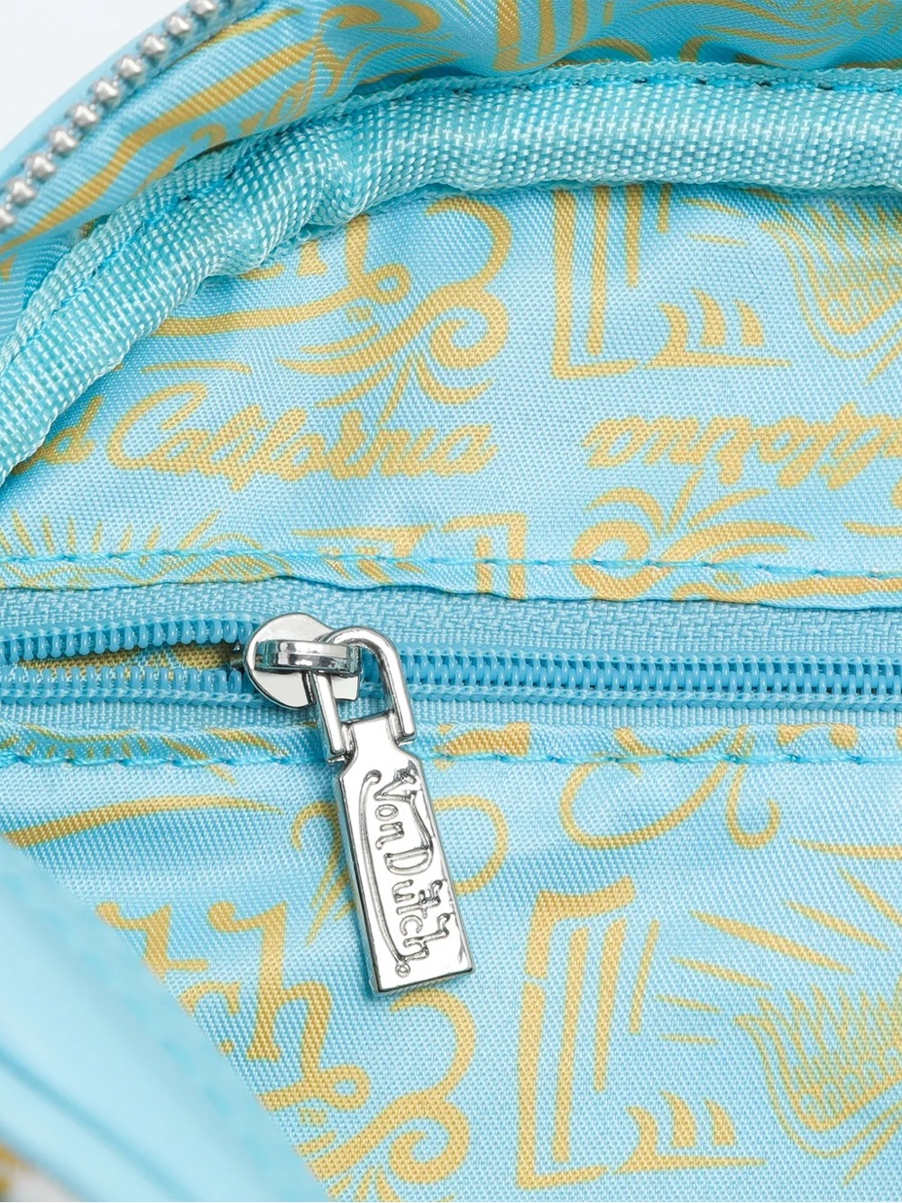 Von Dutch Yellow Plaid Mini Satchel with Light Blue Trim - Picture 5 of 9